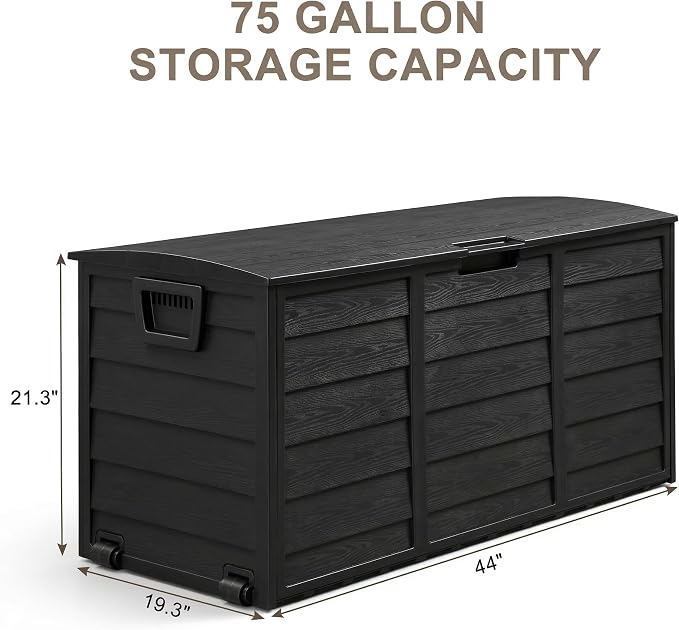 75 Gallon Outdoor Storage Box, 260L Waterproof Resin Deck Box - Image 2
