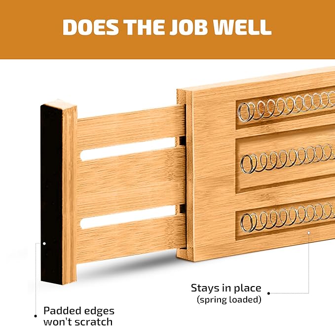 6 Pack Drawer Dividers 4 Inch High, 11”-17" Adjustable Bamboo Organizers Large - Image 8