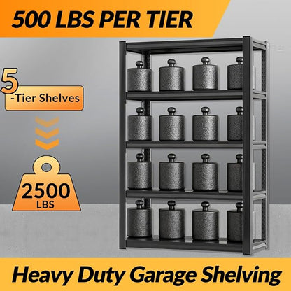 BESFUR 5-Tier Garage Storage Shelves, Heavy Duty Metal Storage Shelving - Image 6
