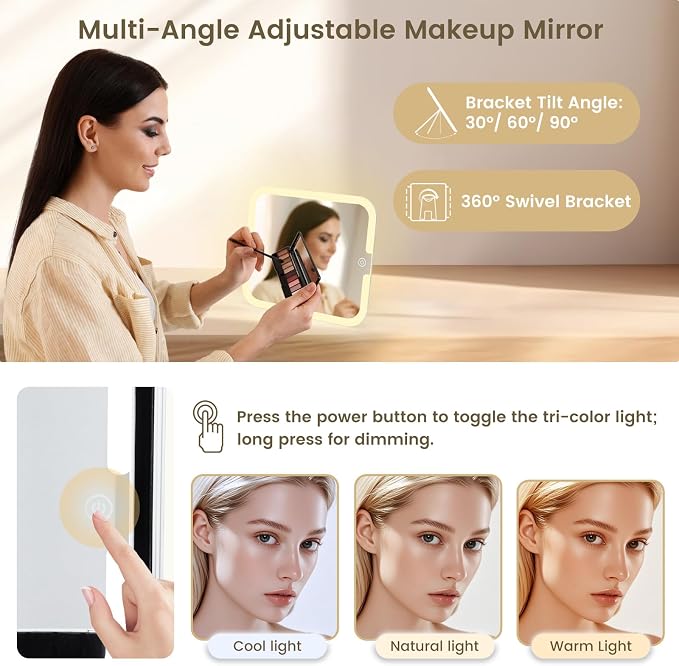 Makeup Case with Magnetic Lighted Mirror Makeup Organizer Box Travel Cosmetic - Image 7
