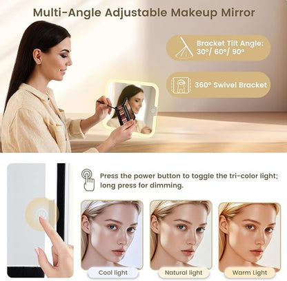 Makeup Case with Magnetic Lighted Mirror Makeup Organizer Box Travel Cosmetic - Image 7