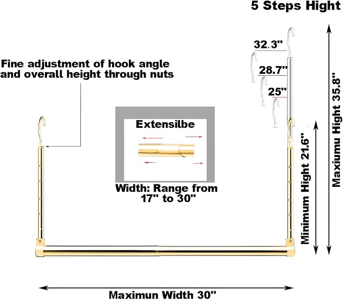 Adjustable Hanging Closet Rod, Extender Hanging Rod, Closet Hanging Organizer - Image 3
