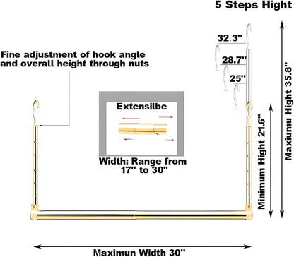 Adjustable Hanging Closet Rod, Extender Hanging Rod, Closet Hanging Organizer - Image 3