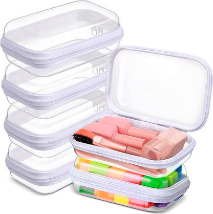 Sanwuta 6 Pcs Clear Hard Zipper Case Hard Plastic Zipper Pouches Transparent by Sanwuta