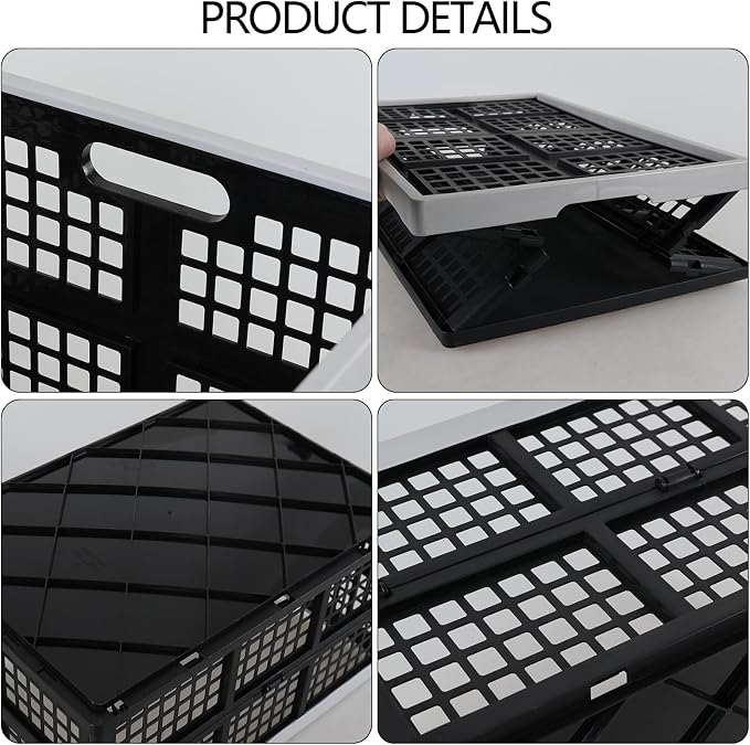 Ggbin 4 Pack Stackable Storage Crates Large, 42 L Plastic Collapsible Crates - Image 4