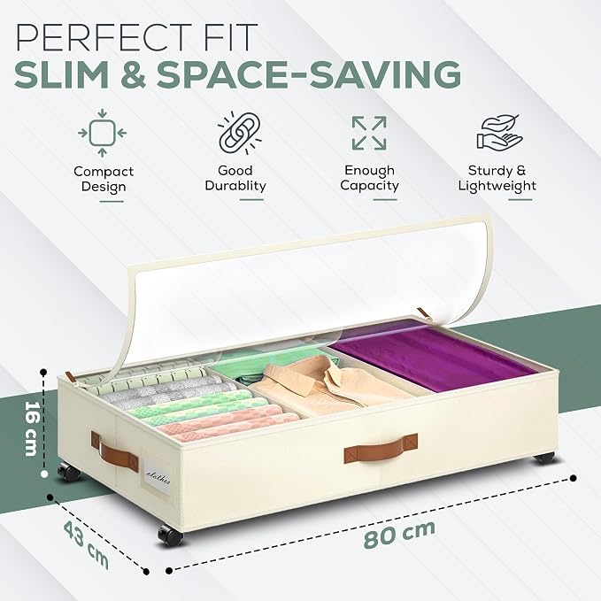 Underbed Storage with Wheels, 2 Pack| Low Profile Storage Organizer with Clear - Image 4