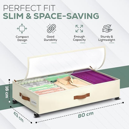Underbed Storage with Wheels, 2 Pack| Low Profile Storage Organizer with Clear - Image 4