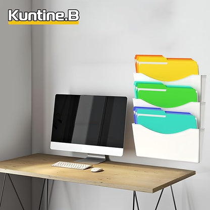Kuntine.B 3 Pack White Single Pocket File Holder Hanging Wall Organizer - Image 6