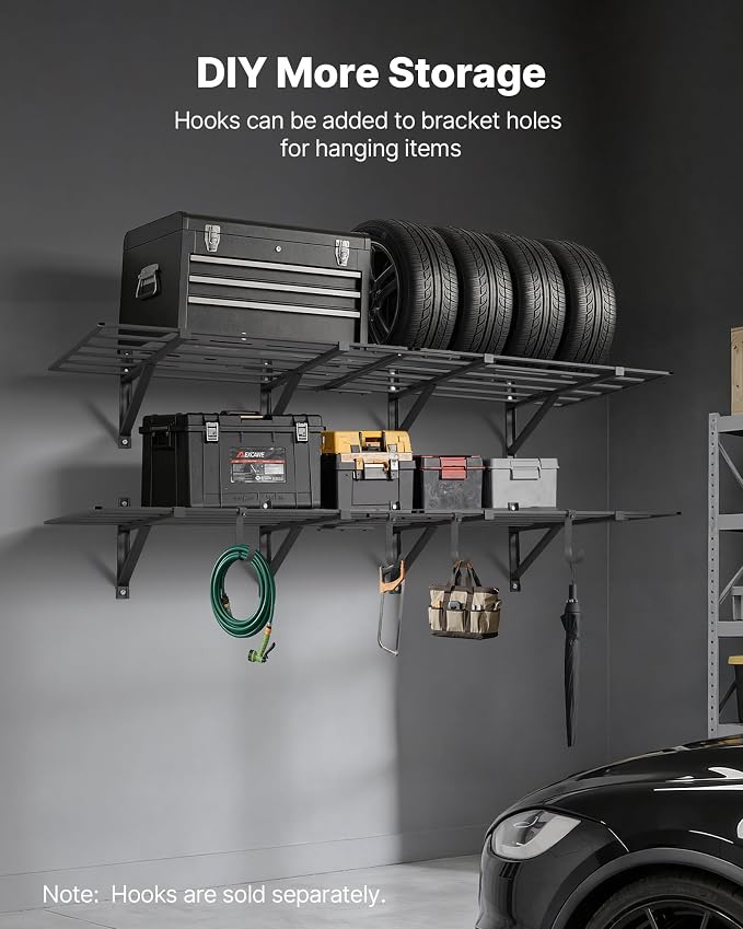 VEVOR 2-Pack Heavy Duty Garage Wall Shelving, 2 x 6 ft Steel Wall Mounted - Image 7