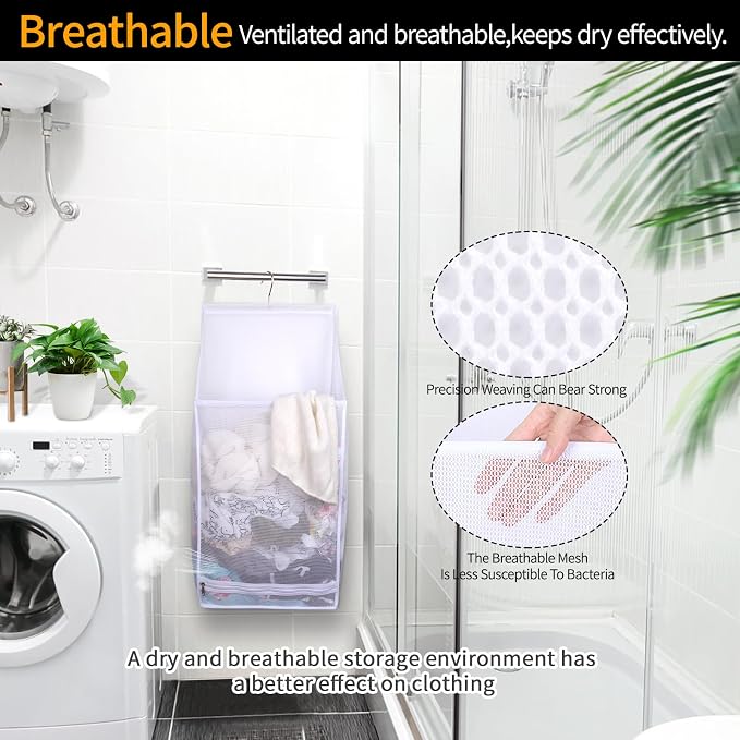 Hanging Collapsible Breathable Mesh laundry bags, Fast Drying Portable Space - Image 6