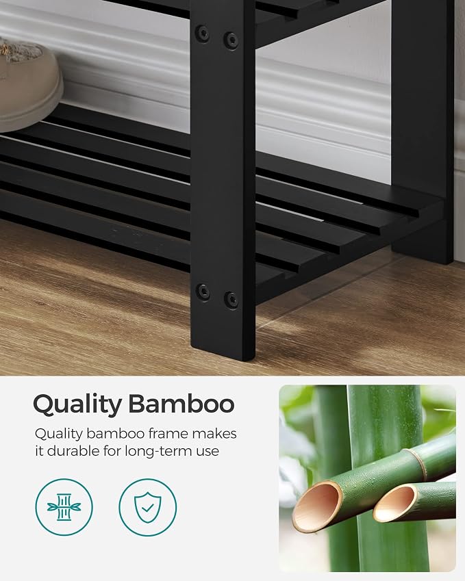 SONGMICS Bamboo Shoe Bench, 3-Tier Shoe Rack Organizer - Image 4