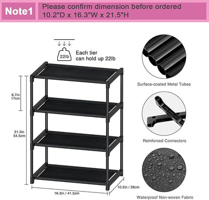 Autonomier 4 Tier Extra Small Shoe Rack, Narrow Stackable Kids Toddler Adult - Image 3