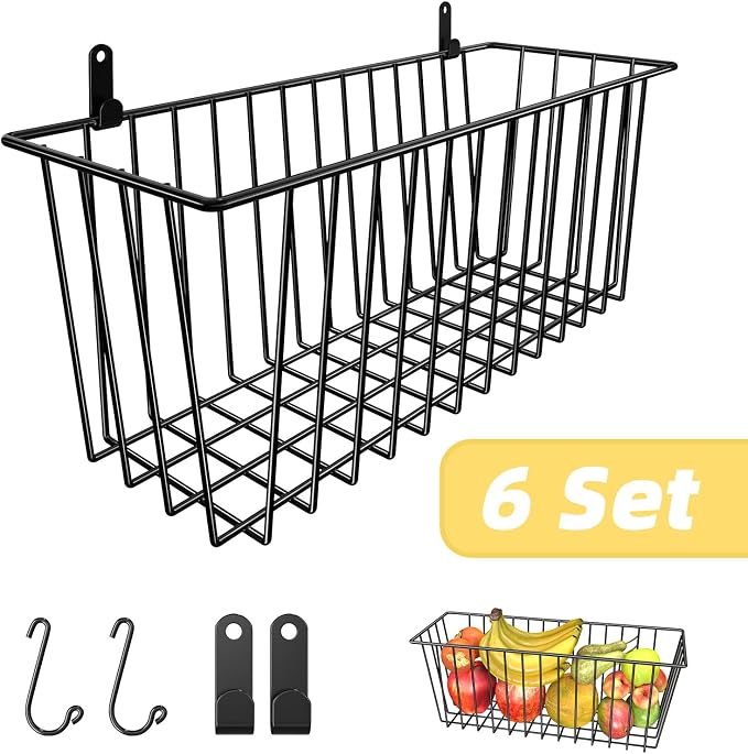 Simple Trending 6 Pack Wire Basket Wall Mount Baskets Hanging Baskets, Cabinets - Image 5