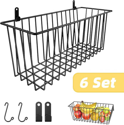 Simple Trending 6 Pack Wire Basket Wall Mount Baskets Hanging Baskets, Cabinets - Image 5