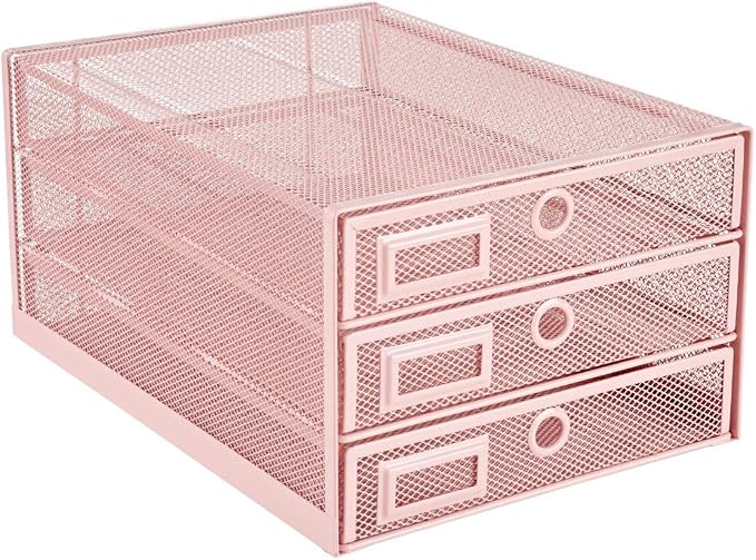 Annova Desk Organizer Wire Mesh 3 Tier Sliding Drawers Paper by LivingNecessities
