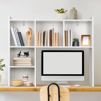 OOOK 35.5" L Dorm Desk Hutch White, Desktop Bookshelf - Image 8