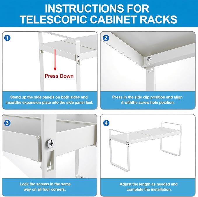 Expandable Cabinet Shelf Organizer 14-25 Inch Adjustable Length, Under Sink - Image 4