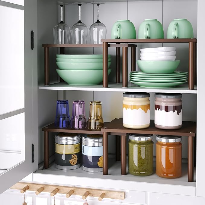 Cabinet Organizer Shelf, Kitchen Counter Shelves, Bamboo Spice Rack Countertop - Image 2