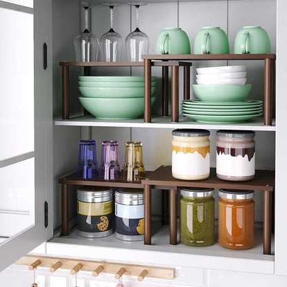Cabinet Organizer Shelf, Kitchen Counter Shelves, Bamboo Spice Rack Countertop - Image 2