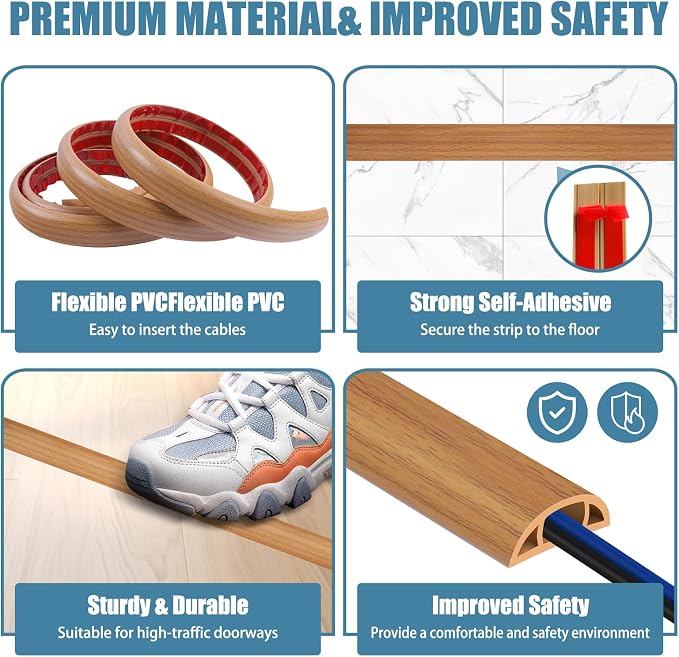Floor Cord Covers for Wires 10FT Cable Hider Wire Cover Self Adhesive Cord - Image 3