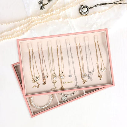 LANDICI Stackable Jewelry Organizer Trays 4 Set, PU Leather Jewelry Organizer - Image 6