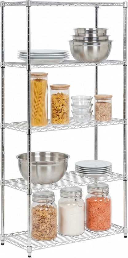 Honey-Can-Do 5-Tier Rolling Chrome Wire Shelf, 350 lb/Shelf, 750 lb total on by Honey-Can-Do