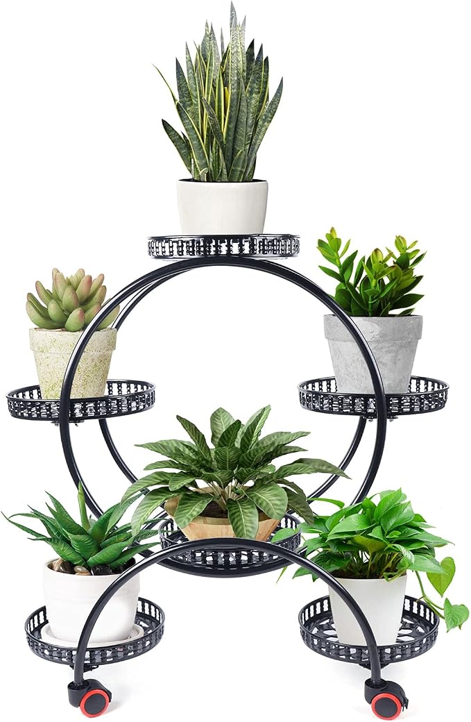 4 Tier Iron Plant Stand, Indoor Metal Rack by BbqLiaxon