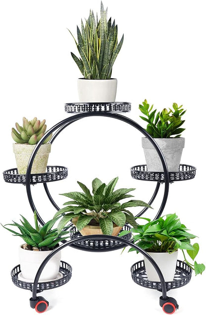 4 Tier Iron Plant Stand, Indoor Metal Rack by BbqLiaxon