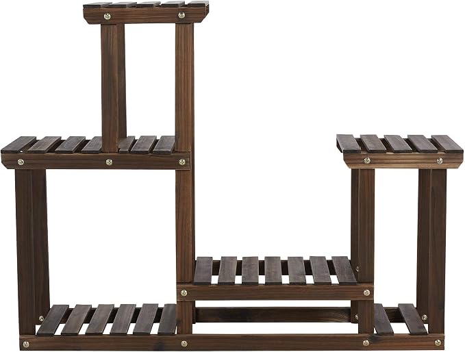 Tiered Wooden Plant Stand Corner Flower Pot Holder Multi Level Planter Display - Image 2