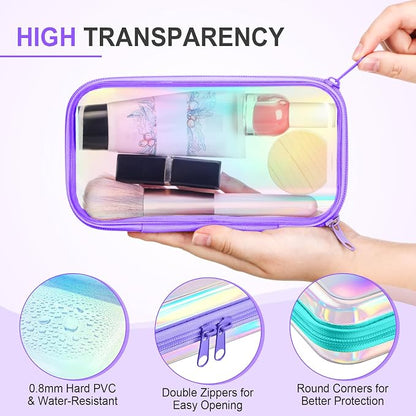 Sanwuta 6 Pcs Clear Hard Zipper Case Hard Plastic Zipper Pouches Transparent - Image 3