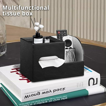 PU Leather Tissue Box Cover Square, Tissue Box Holder Organizer - Image 2