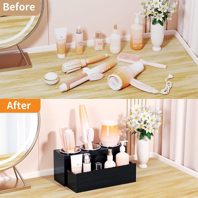 NIUBEE Hair Tool Organizer, Acrylic Hair Dryer and Styling Holder, Bathroom - Image 6