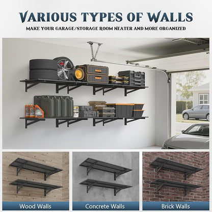 Jusgym 2 Pack Heavy Duty Garage Wall Shelving, 700lbs Capacity Garage Shelving - Image 5