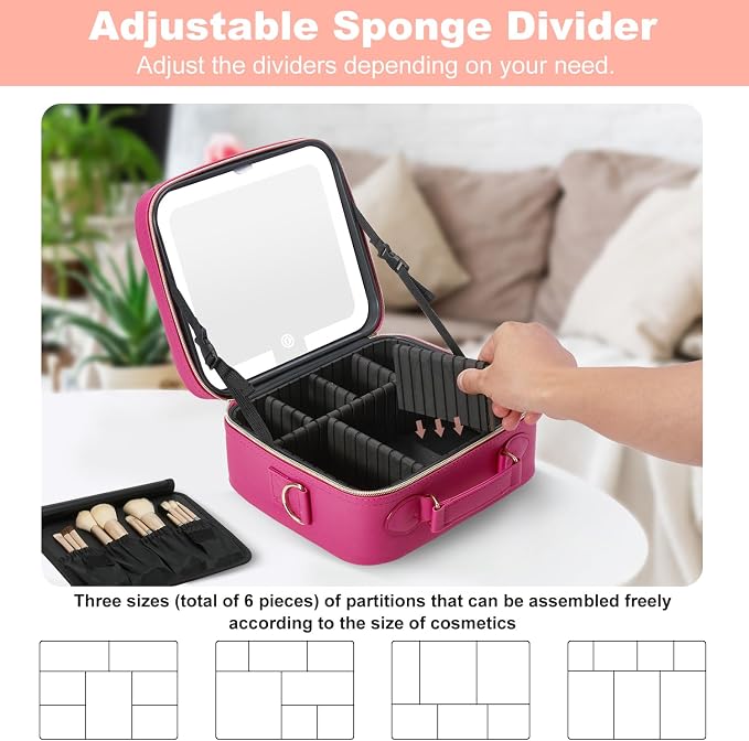 Mocado Travel Makeup Bag with LED Lighted Mirror, Travel Makeup Organizer - Image 5