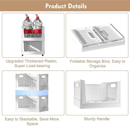 Stackable Plastic Storage Basket, 3 Pack Foldable Closet Organizers and Storage - Image 7