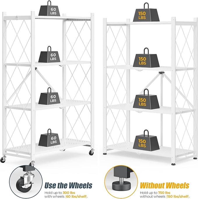 4-Tier Folding Metal Storage Rack - Image 4