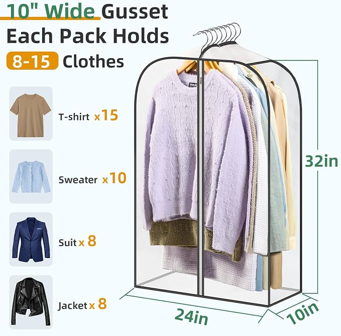 LANDNEOO 6 Pack Clear Garment Bags - Image 2