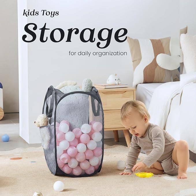TECHMILLY Collapsible Mesh Pop Up Laundry Hamper - Image 6