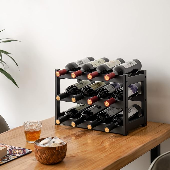 VASMIA Bamboo Wine Rack, Sturdy and Durable Wine Storage Cabinet Shelf - Image 2