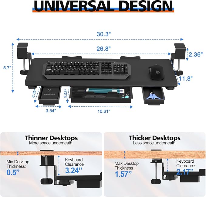 Large Keyboard Tray Under Desk Slide Out - Image 2