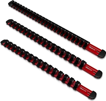 Olsa Tools 3-Pc Set Aluminum Socket Organizer | Locking End Caps | 1/4-Inch by OlsaTools