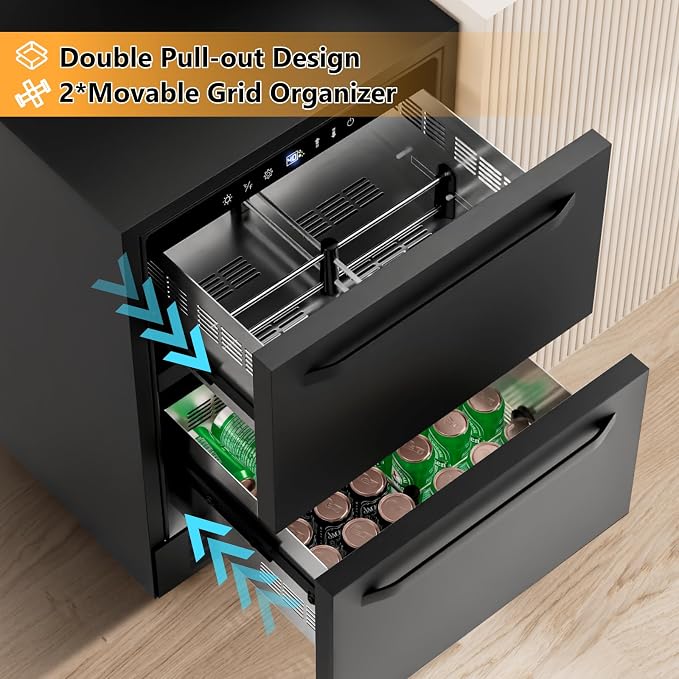 24 Inch Under Counter Dual Drawer Beverage Fridge, Weather Proof Outdoor - Image 5