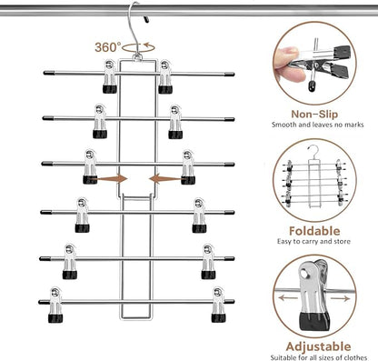 Pants Hangers with Clips, Space Saving Hanging Closet Organizer-6 Tiers Skirt - Image 6