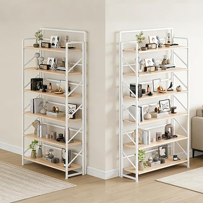 JSB Folding Bookshelf, Industrial Storage Shelves, No Assembly Vintage Wood - Image 9
