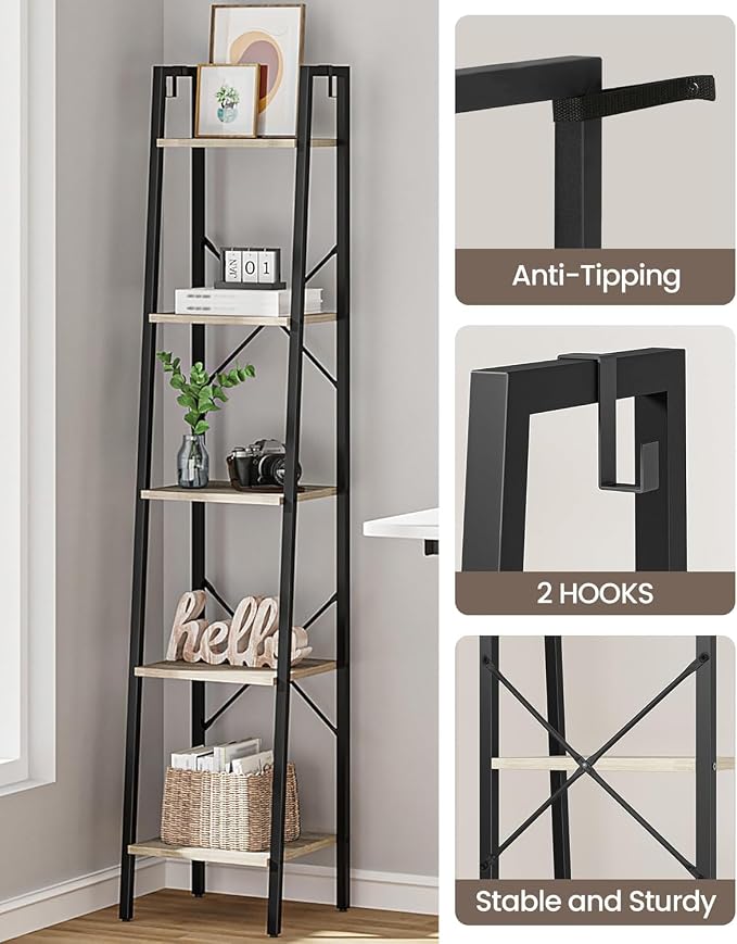 Hzuaneri Ladder Shelf, Freestanding Corner Storage Shelf | Bookcase - Image 4