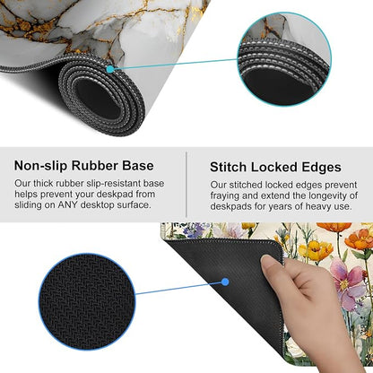 White Marble Mouse Pad – Large Extended Desk Mat 35.43 x 15.75 in – Elegant - Image 5