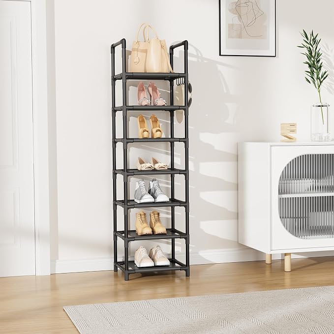 LANTEFUL Tall Shoe Rack 7 Tier Narrow Shoe Shelf Storage - Image 2