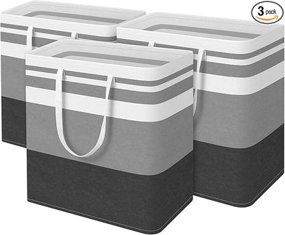 BlissTotes 3-Pack Laundry Basket, Freestanding＆Waterproof Laundry Hamper by BlissTotes