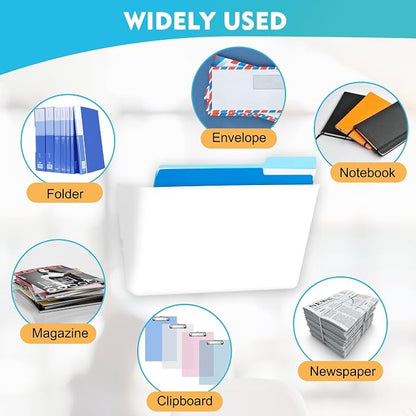 6 Pack White Plastic Single Pocket Hanging File Organizer, Wall Mount Paper - Image 6