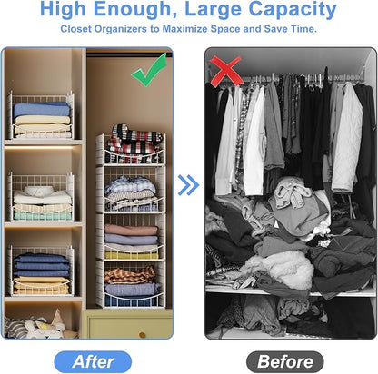 4-Tier Stackable Closet Organizers and Storage Shelves, Foldable & - Image 4